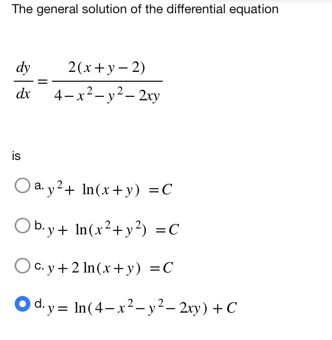 Solved The general solution of the differential | Chegg.com