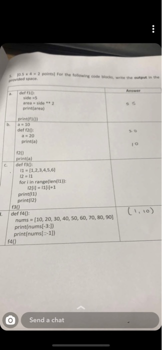 Solved Send a chat [3 points) Write a Python function called | Chegg.com