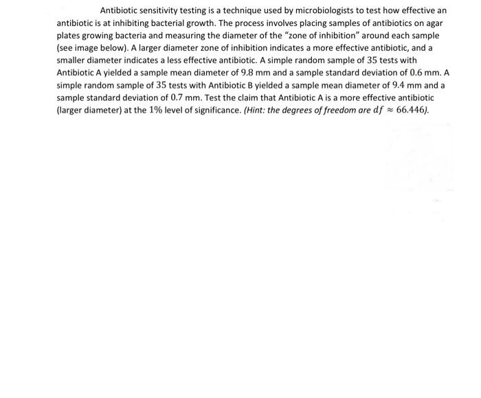 Solved Antibiotic sensitivity testing is a technique used by | Chegg.com
