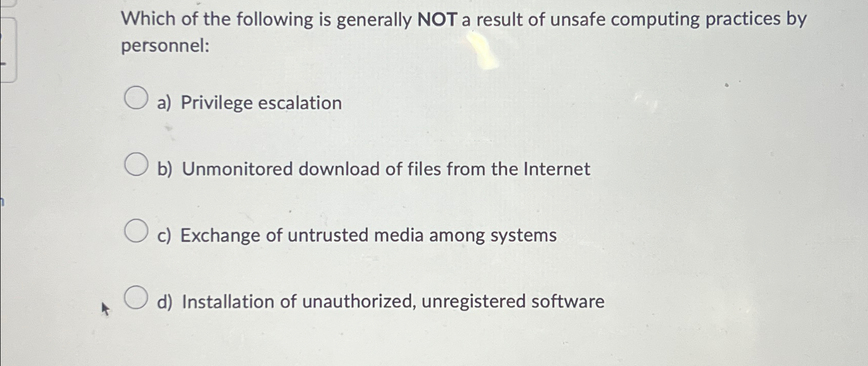Solved Which of the following is generally NOT a result of | Chegg.com