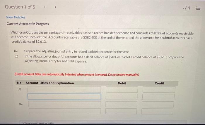 Solved Question 1 Of 5 -/45 View Policies Current | Chegg.com