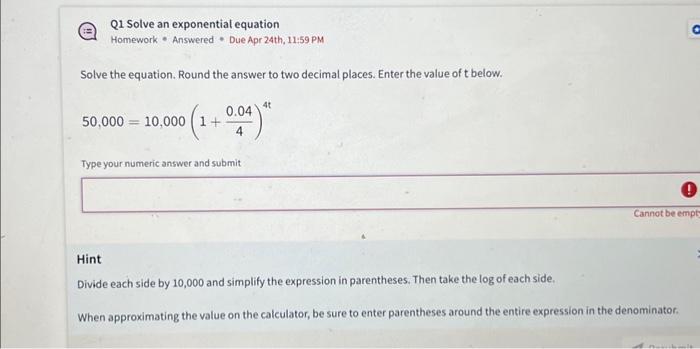 Solved Solve the equation. Round the answer to two decimal | Chegg.com