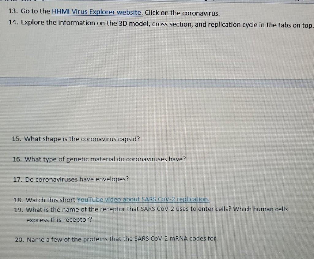 Solved 13. Go to the HHMI Virus Explorer website. Click on