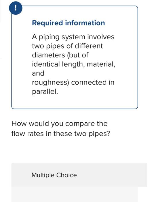 Solved ! Required information A piping system involves two