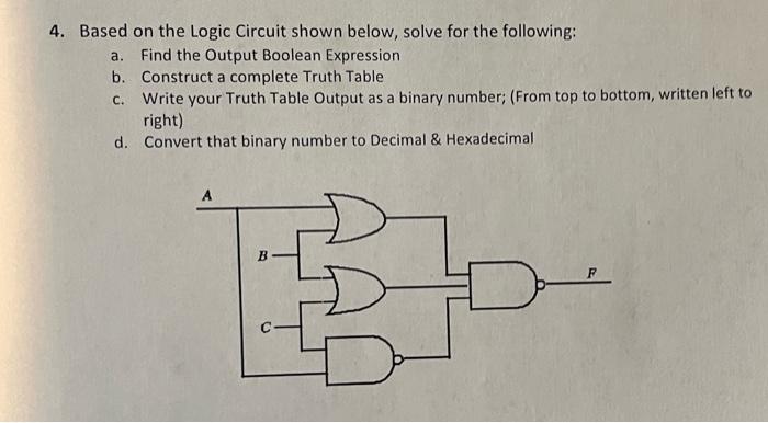 Solved 4. Based On The Logic Circuit Shown Below, Solve For | Chegg.com