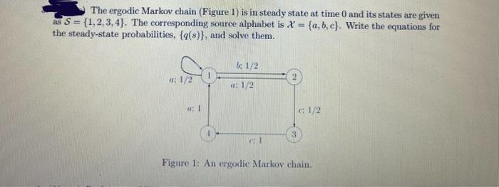Solved The ergodic Markov chain (Figure 1) is in steady | Chegg.com