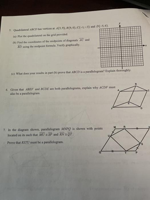 Solved 5 Quadrilateral Abcd Has Vertices At 5 9