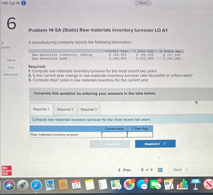 Solved Problem 145A (Static) Raw materials inventory