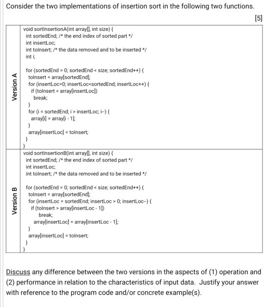 Solved Question 6 (10%) (a) Use insertion sort to sort the | Chegg.com