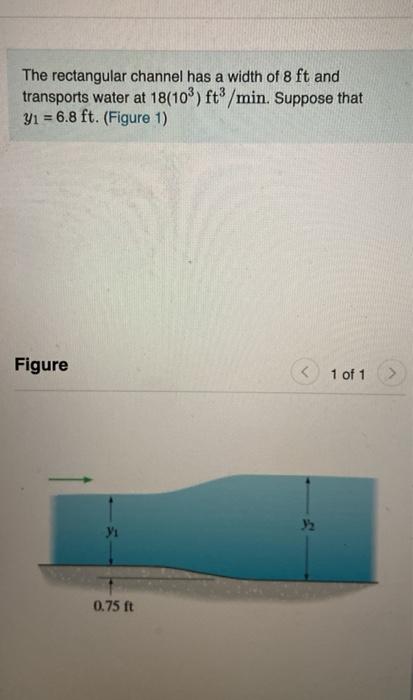 Solved The rectangular channel has a width of 8 ft and | Chegg.com
