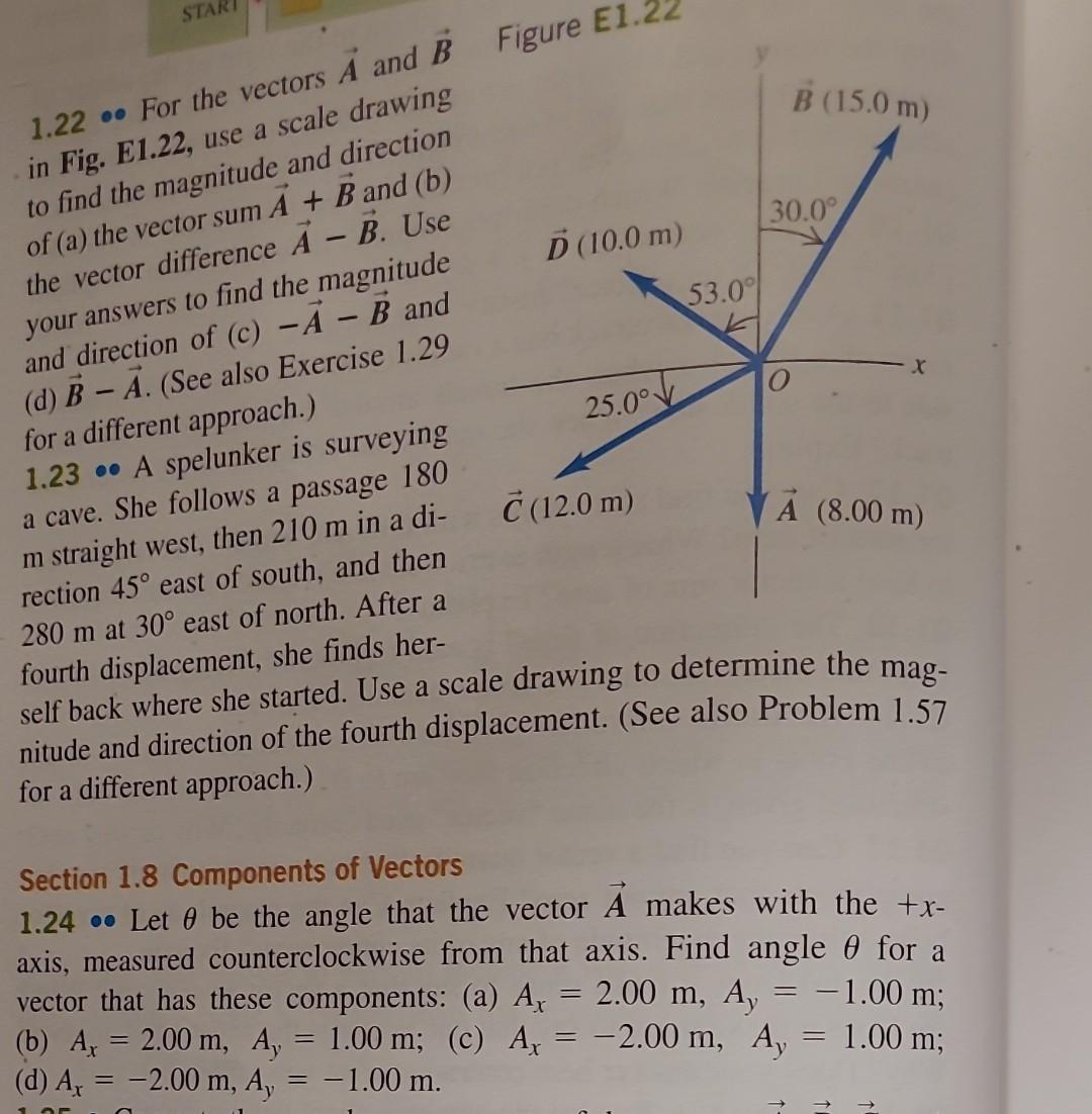 Vector Section Theorem Section 1.8 Components of Vectors 1.24⋯ Let θ be the | Chegg.com