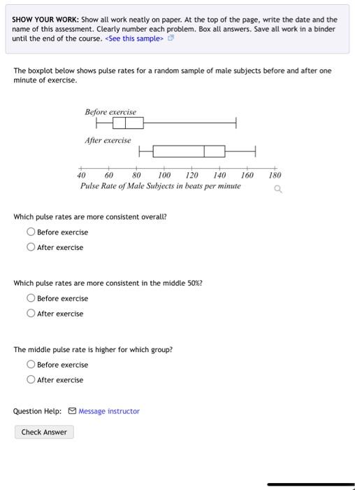 Solved SHOW YOUR WORK: Show all work neatly on paper. At the | Chegg.com