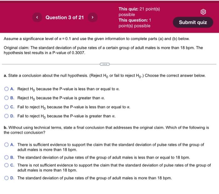 Solved Assume a significance level of α=0.1 and use the | Chegg.com