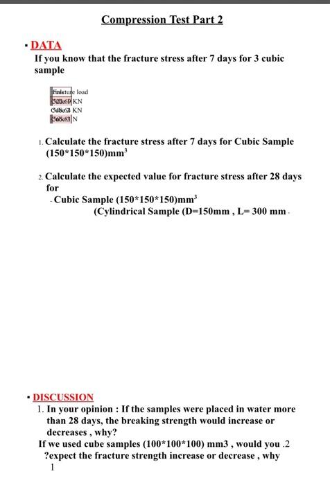 Solved Compression Test Part 2 - DATA If You Know That The | Chegg.com