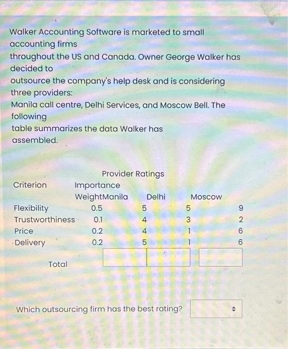 Solved Walker Accounting Software is marketed to small