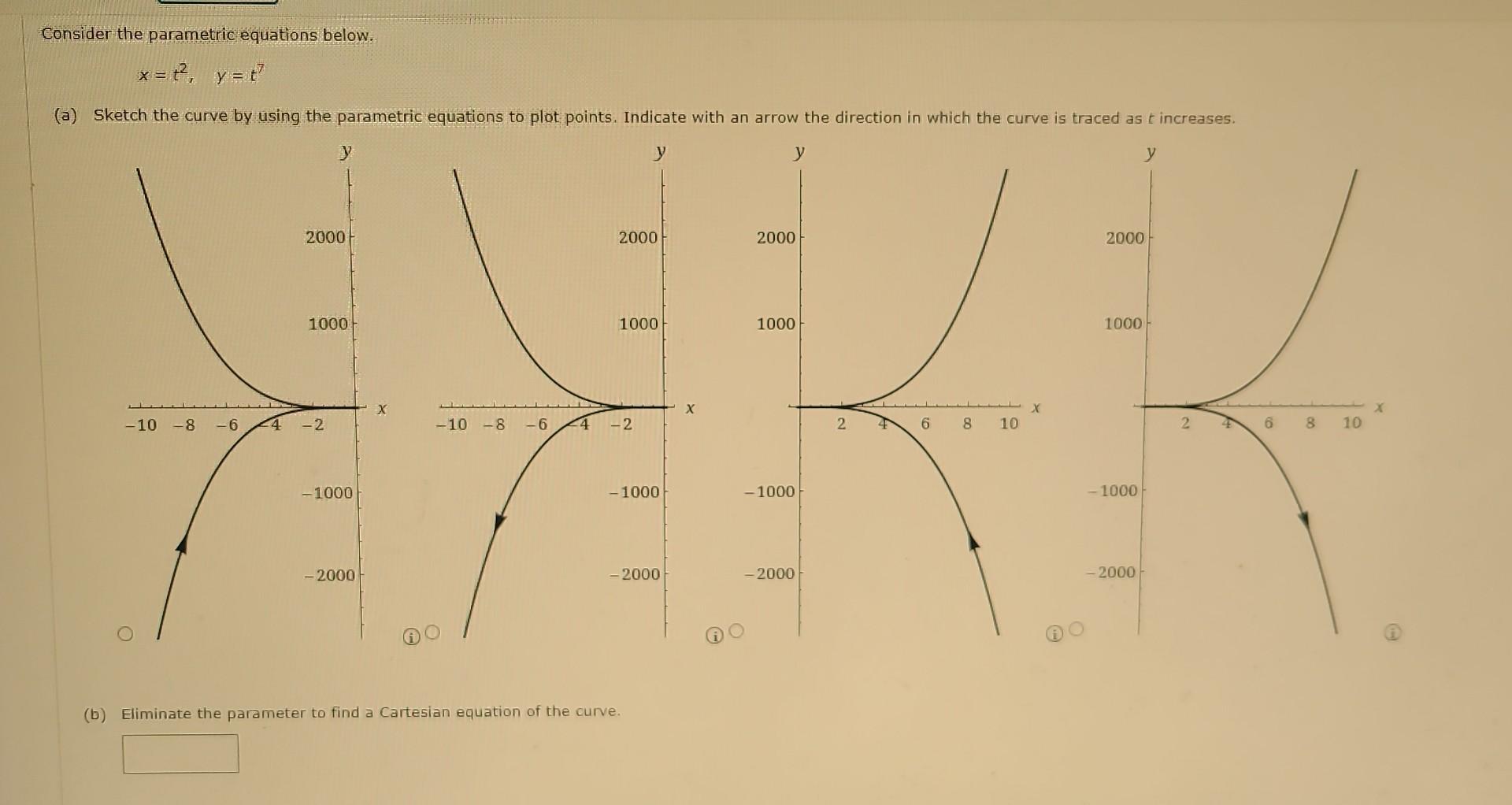 Solved Consider The Parametric Equations Below X T Y T Chegg Com