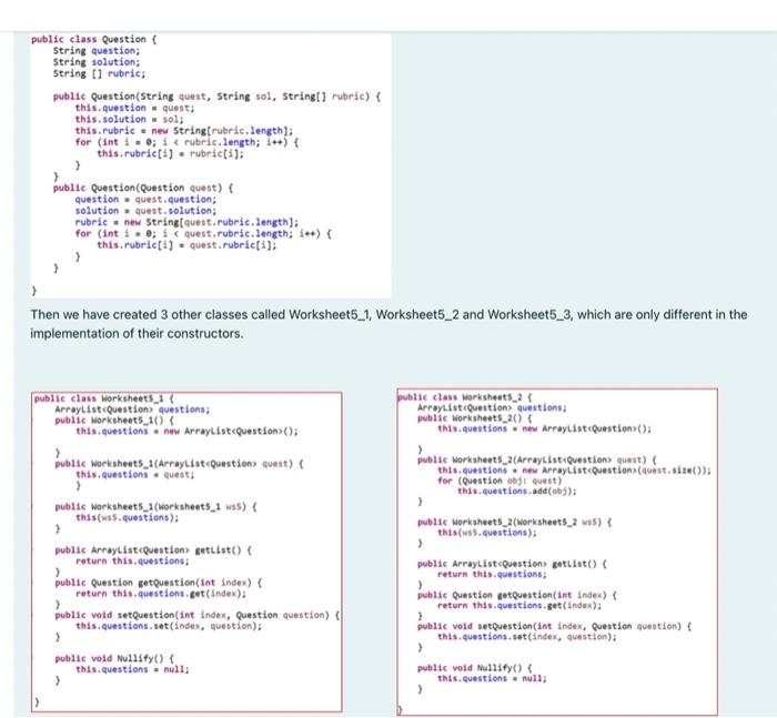 Solved Then we have created 3 other classes called | Chegg.com