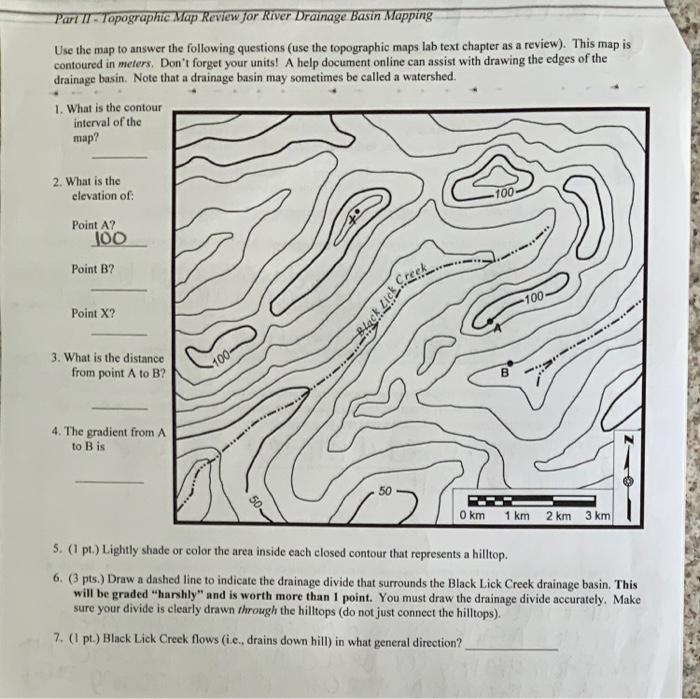 Solved Pari / Topographic Map Review for River Drainage | Chegg.com