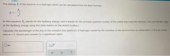 Solved The energy E of the electron in a hydrogen atom can | Chegg.com