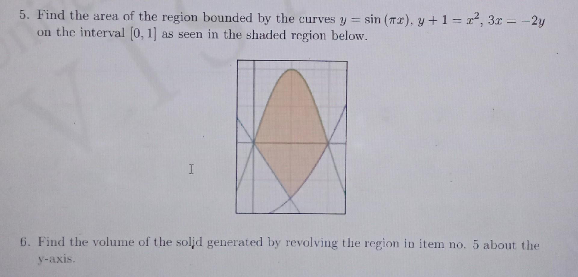 Solved 5. Find the area of the region bounded by the curves | Chegg.com