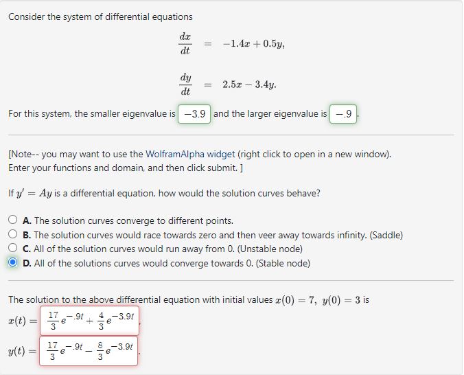 Solved Consider the system of differential | Chegg.com
