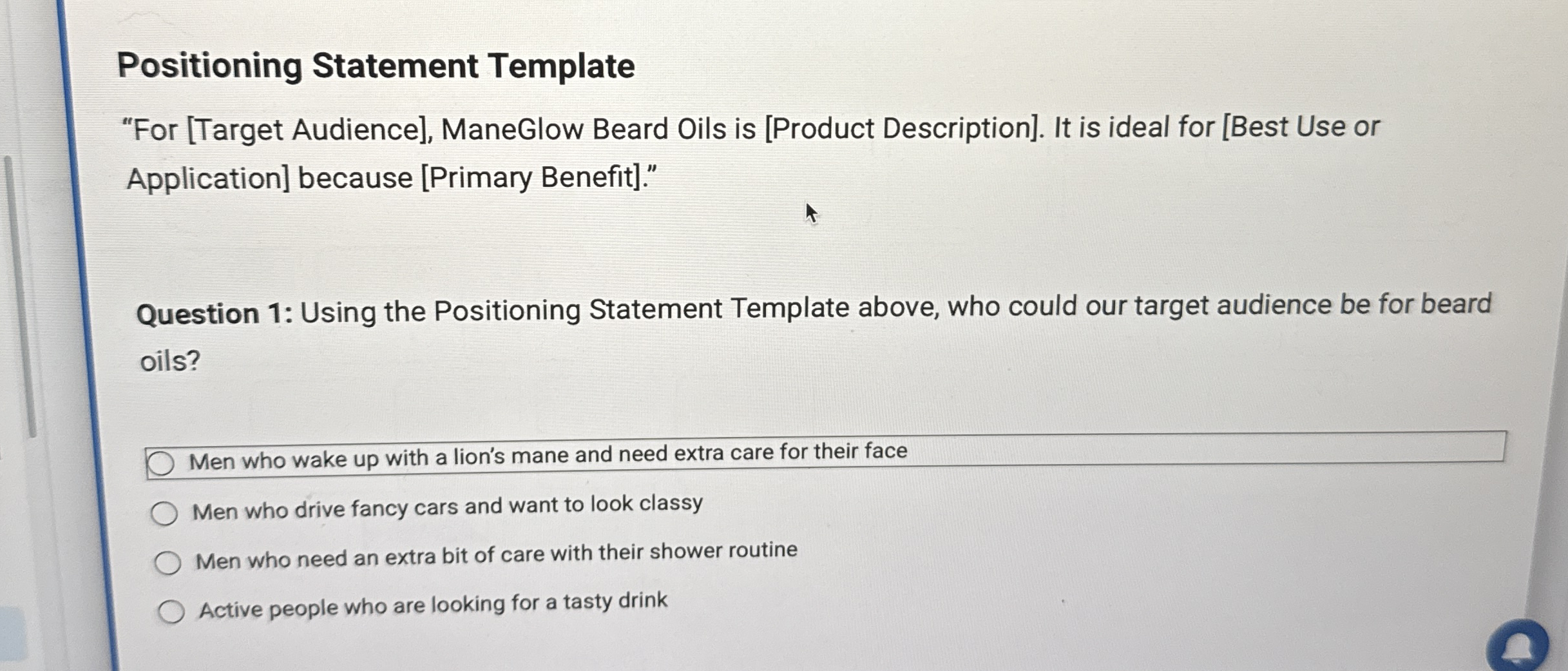 Positioning Statement Template