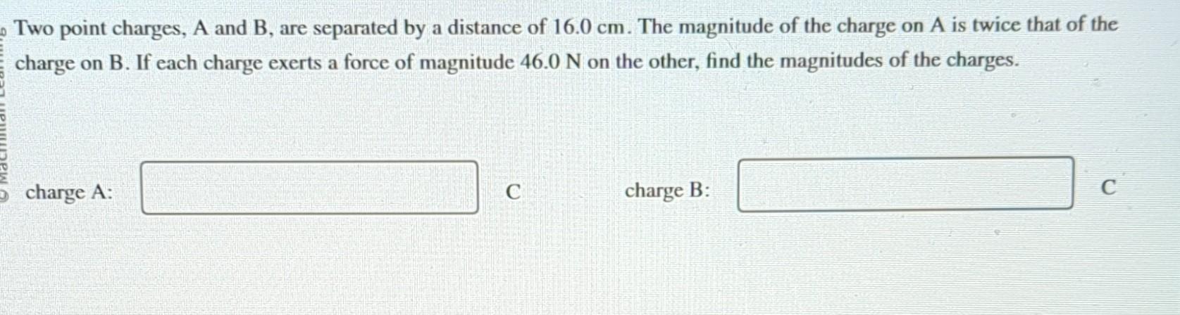 Solved Two Point Charges, A And B, Are Separated By A | Chegg.com