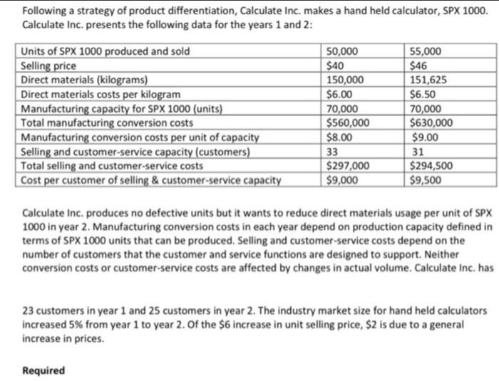 Following a strategy of product differentiation, | Chegg.com