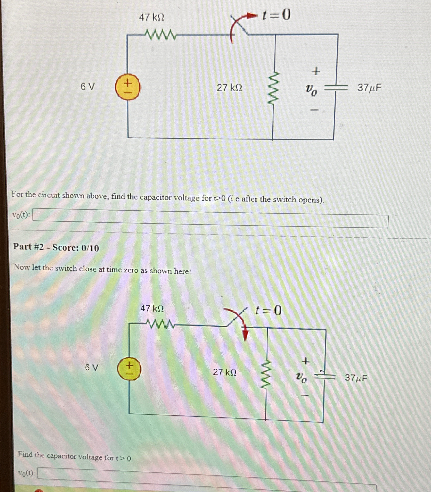 Solved Part 1: For the circuit shown above, find the | Chegg.com