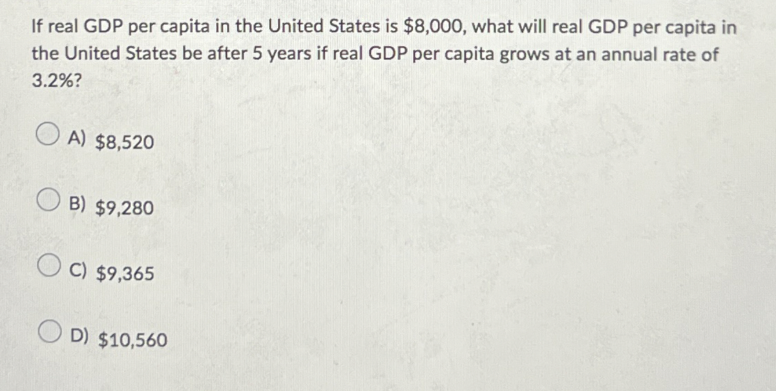 If real GDP per capita in the United States is | Chegg.com