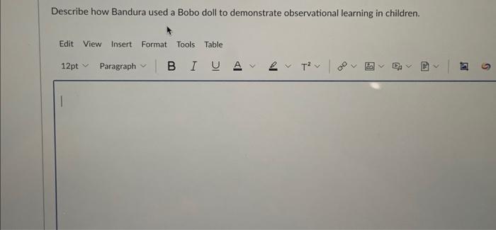 Solved Describe how Bandura used a Bobo doll to demonstrate | Chegg.com