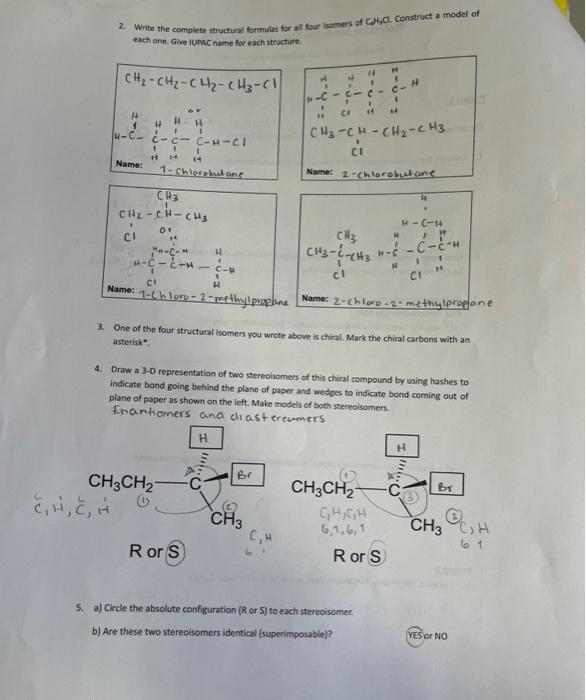 Solved 2. Write The Complete Structural Formulas For All | Chegg.com