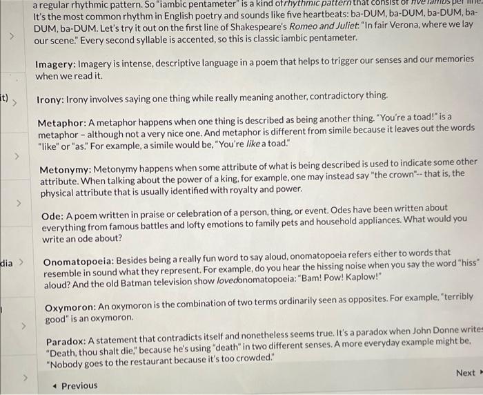 Journal Assignment Please Choose At Least Two Poetic Chegg Com