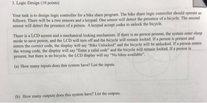 Solved 3. Logic Design (10 points) Your task is to design | Chegg.com