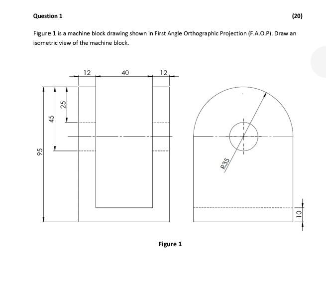 Solved Question 1 (20) Figure 1 is a machine block drawing | Chegg.com