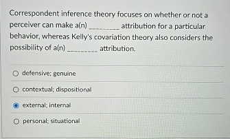 Correspondent inference theory focuses on whether or | Chegg.com