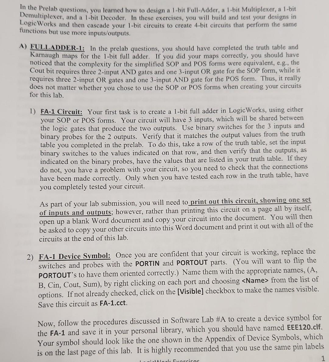 Solved In the Prelab questions, you learned how to design a | Chegg.com