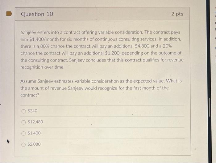 Solved Question 10 2 Pts Sanjeev Enters Into A Contract | Chegg.com