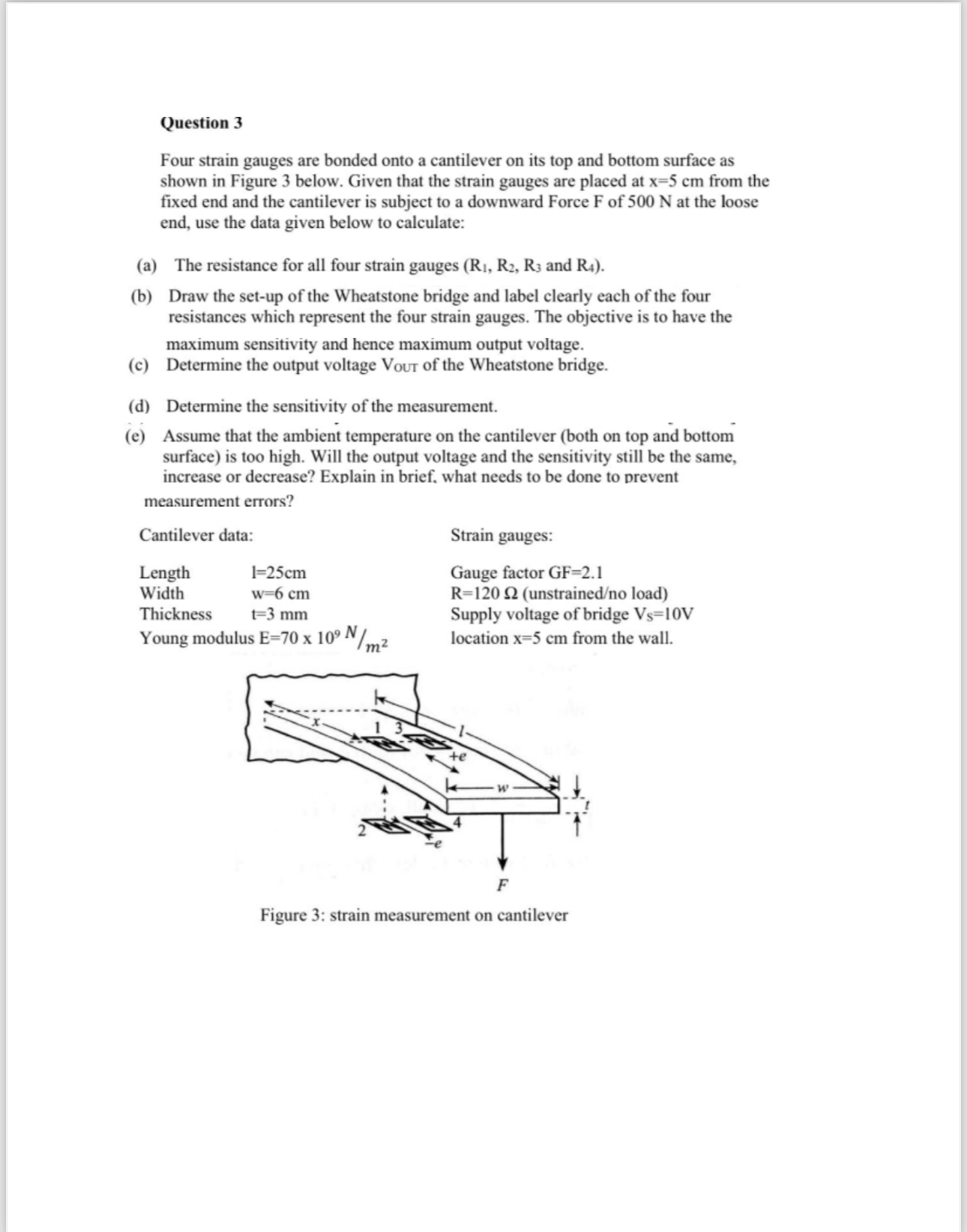 Solved Question 3Four strain gauges are bonded onto a | Chegg.com