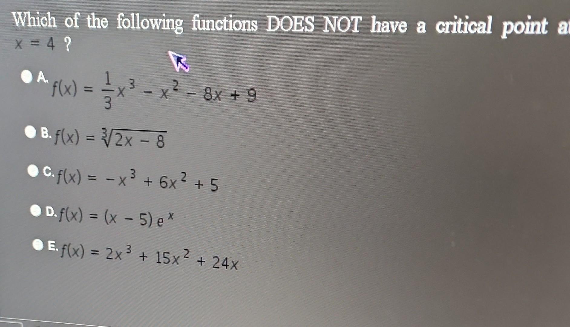 Solved Which of the following functions DOES NOT have a | Chegg.com