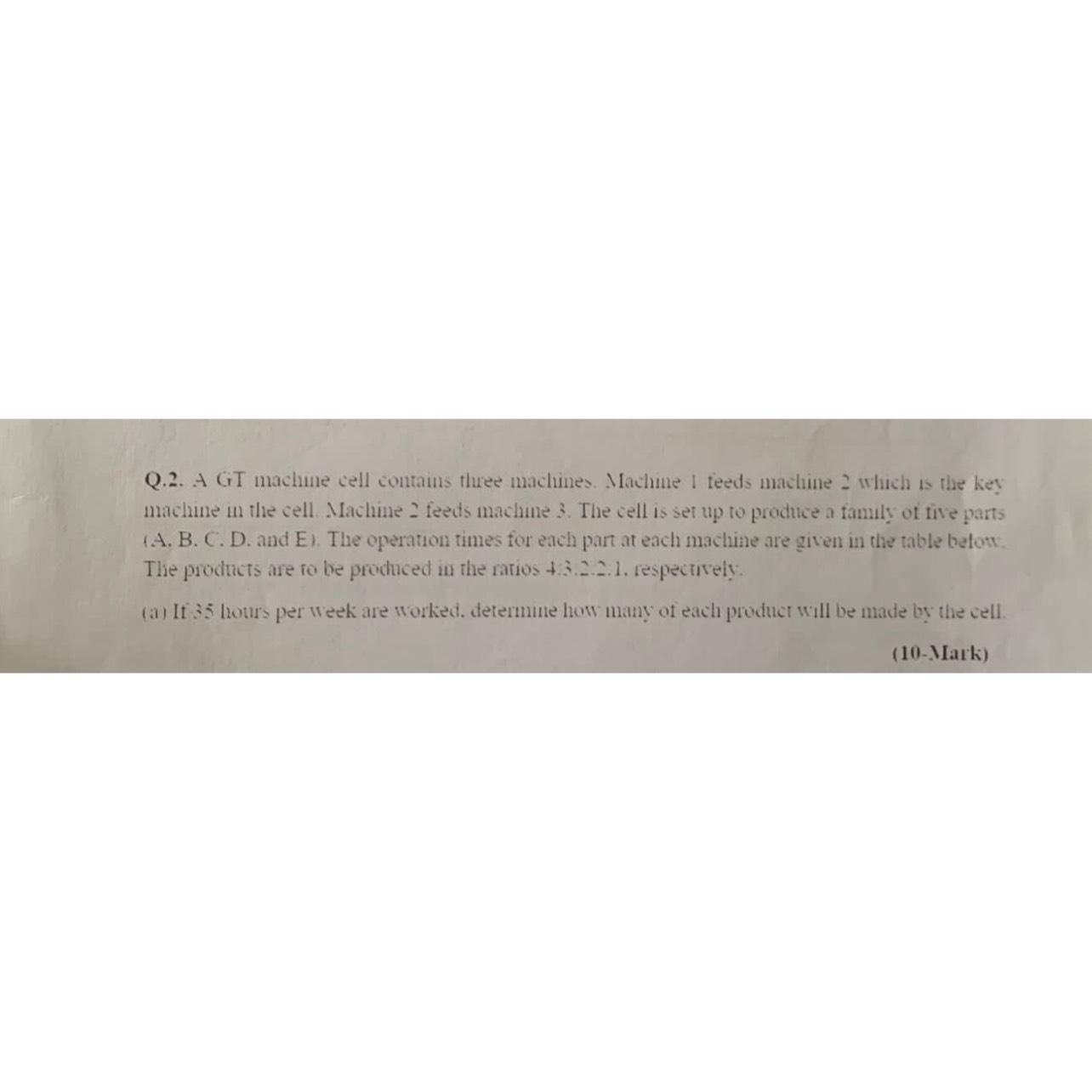 Solved Q.2. ﻿A GT machne cell contams thee machines. Nachme | Chegg.com