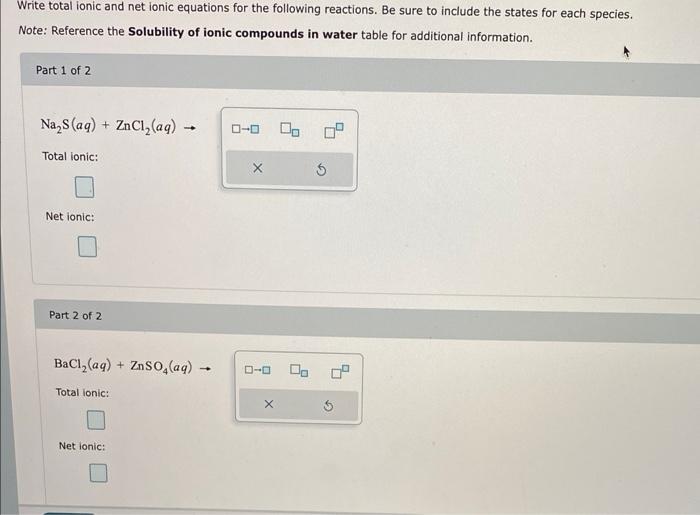 Solved Write Total Ionic And Net Ionic Equations For The 2045