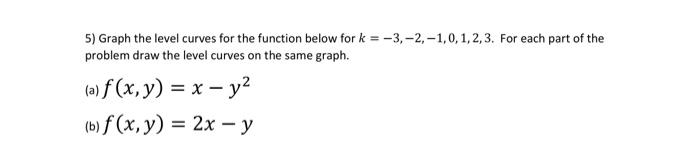 Solved 5) Graph the level curves for the function below for | Chegg.com