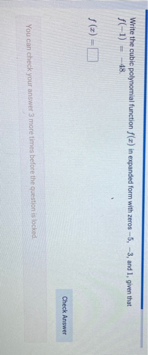 Solved Write the cubic polynomial function f(x) in expanded | Chegg.com