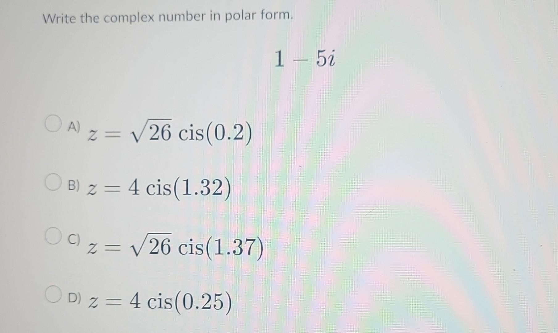 write the complex number in polar form 5i