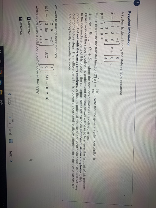 Solved Required information A system is described by the | Chegg.com