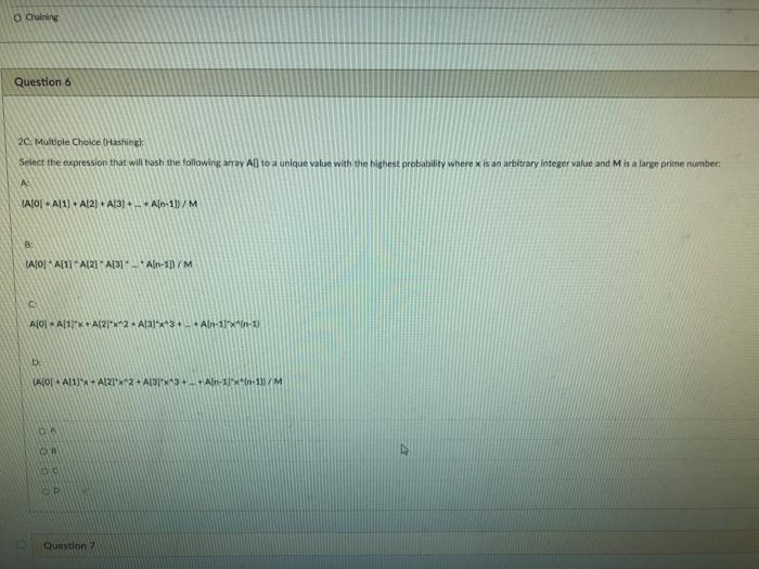 Solved Charing Question 6 20: Multiple Choice (Hashingk | Chegg.com