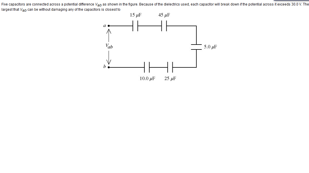 Solved Five capacitors are connected across a potential