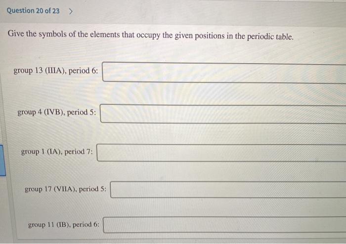 Solved Identify these elements based on their locations in | Chegg.com