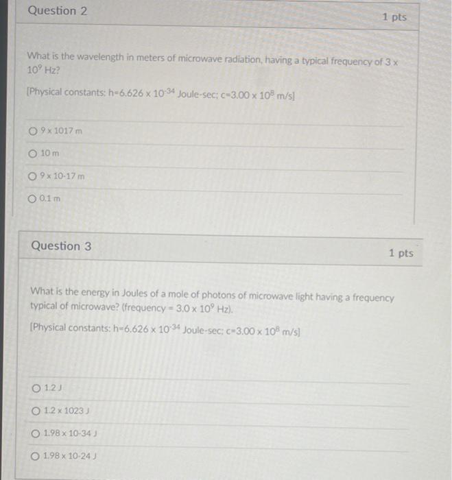 Solved What is the wavelength in meters of microwave
